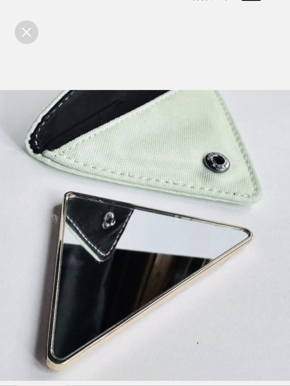 Prada Beauty Triangle Mirror and Mint Green Pouch... Limited Edition